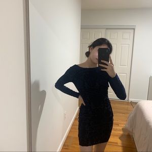 Charlotte Russe Navy Suade Open Back Dress